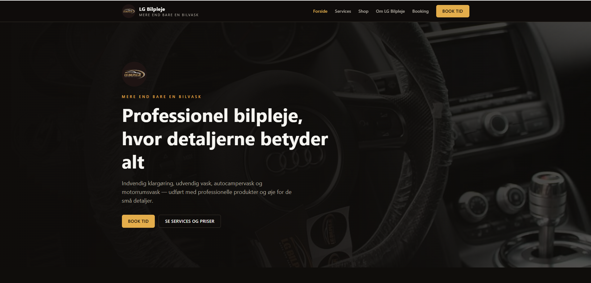 Hjemmesiden for LG Bilpleje