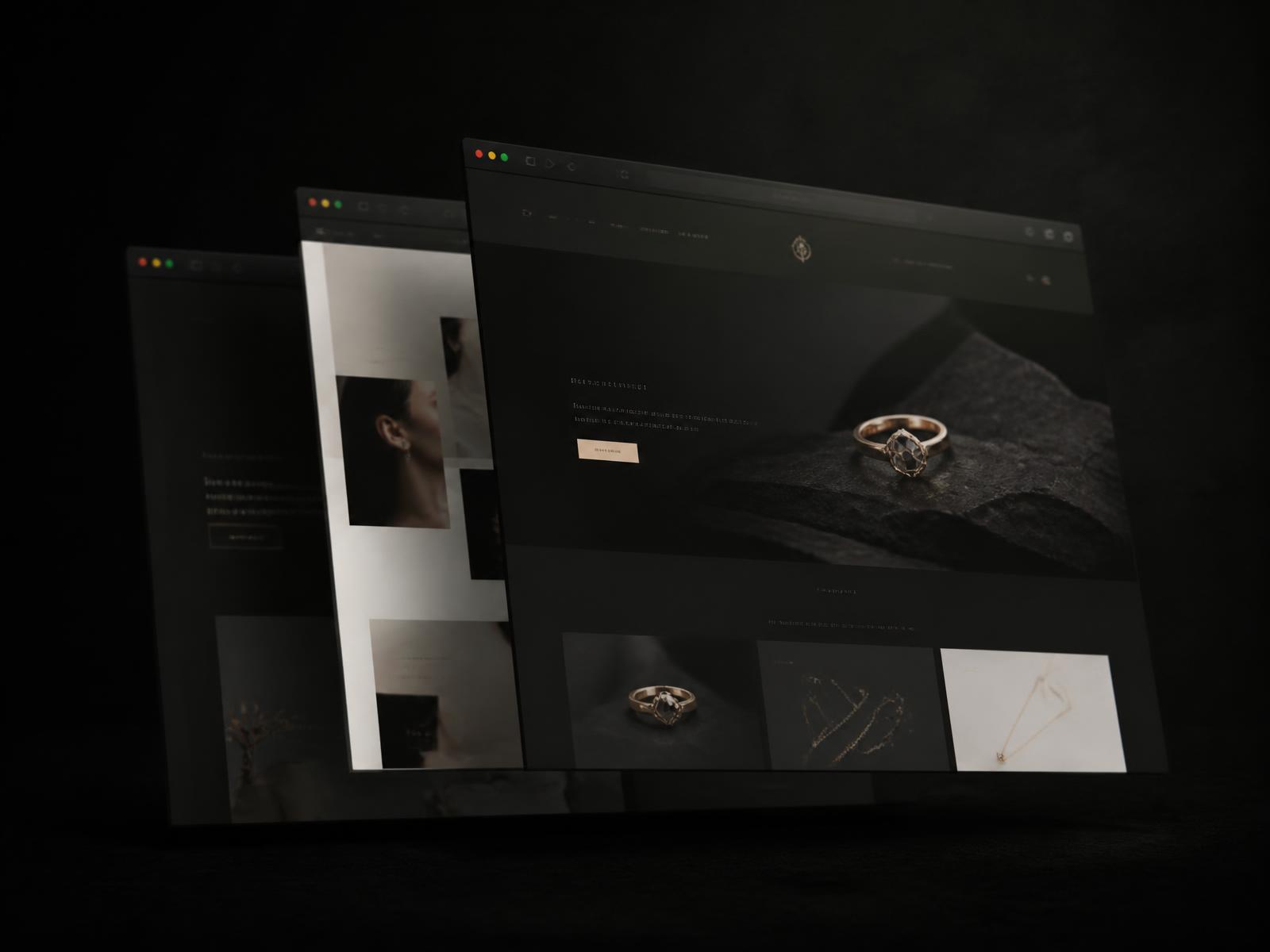 Lagdelte browser-vinduer med moderne hjemmesidedesign